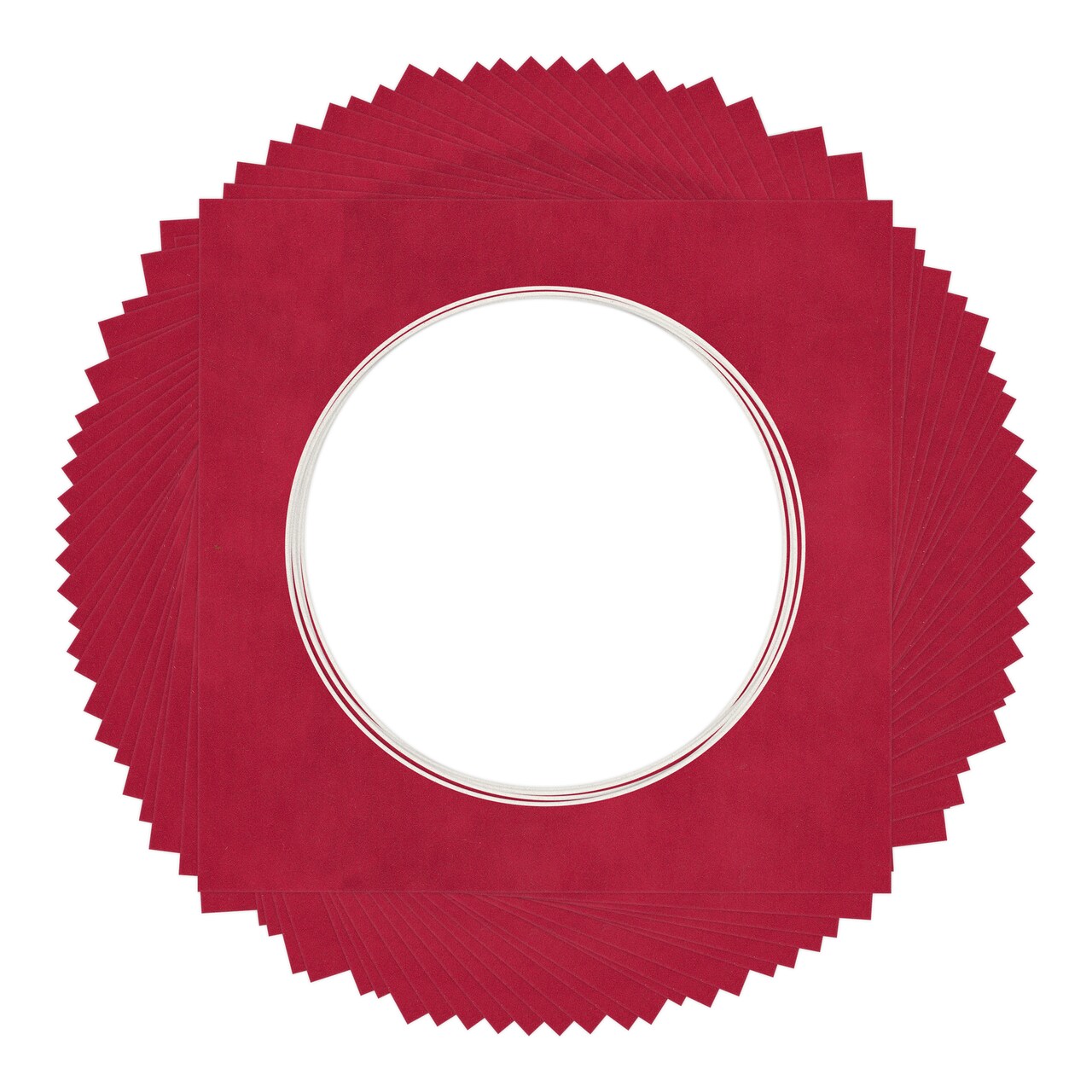 Red Suede Mat Board for 10x10 Frames - Circle Opening for 8x8 Photos